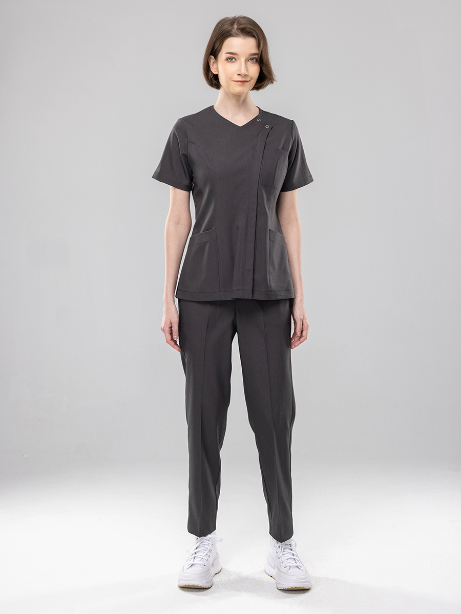 【 AB912-W7 】男女通用-鬆緊抽繩長褲-AB柔挺布-暗岩灰