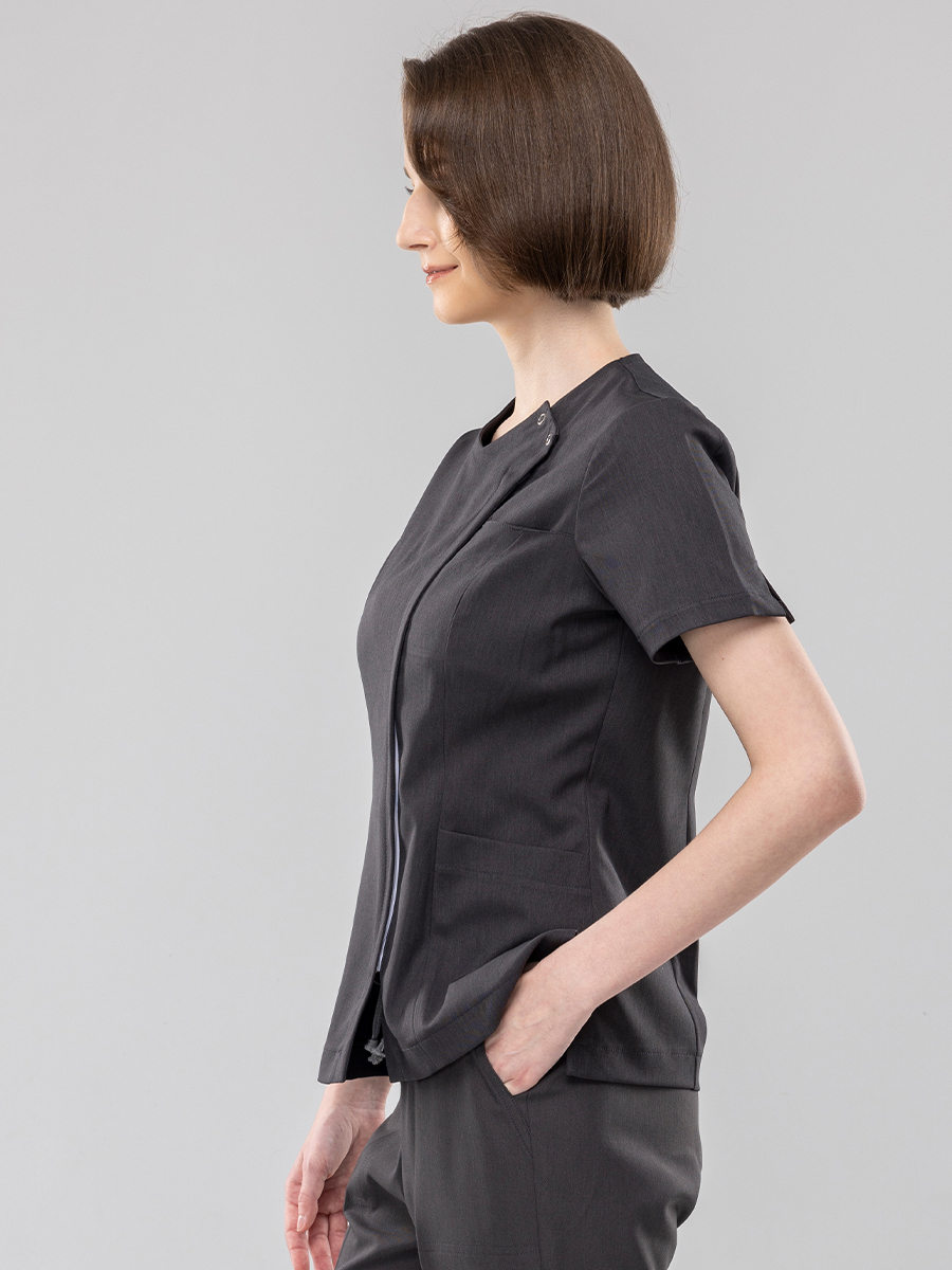 【 AB252-W7 】女護理上衣-AB柔挺布-暗岩灰