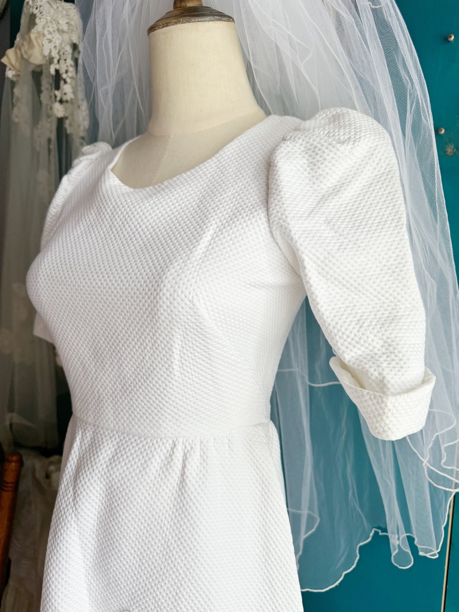 Vintage Wedding Dress/古著法國品牌挺版及地白紗