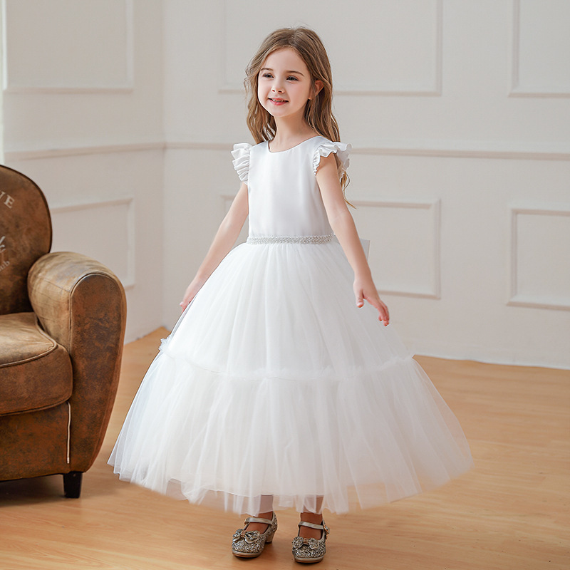 白色大露背蝴蝶結蓬蓬禮服裙