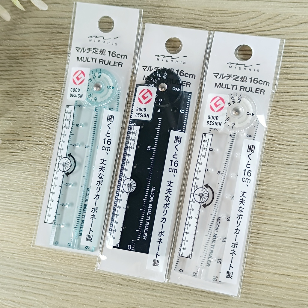 日本MIDORI．16cm 折尺 黑/透明/藍/粉 四色