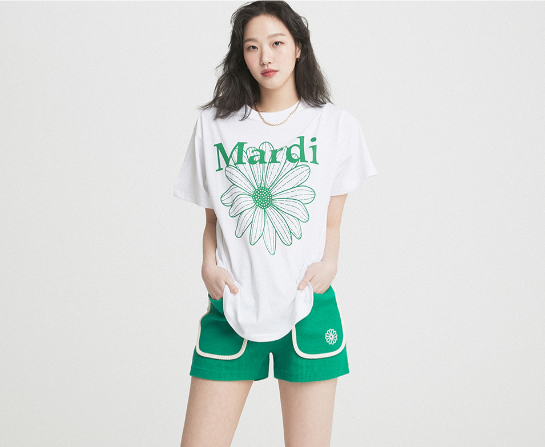 MARDI MERCREDI 經典小雛菊T恤 - 白/綠