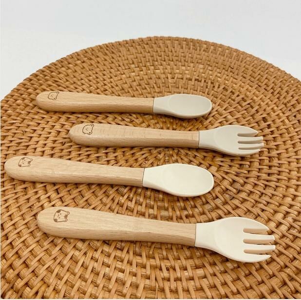 BABY自主進食系列-櫸木矽膠勺叉套裝