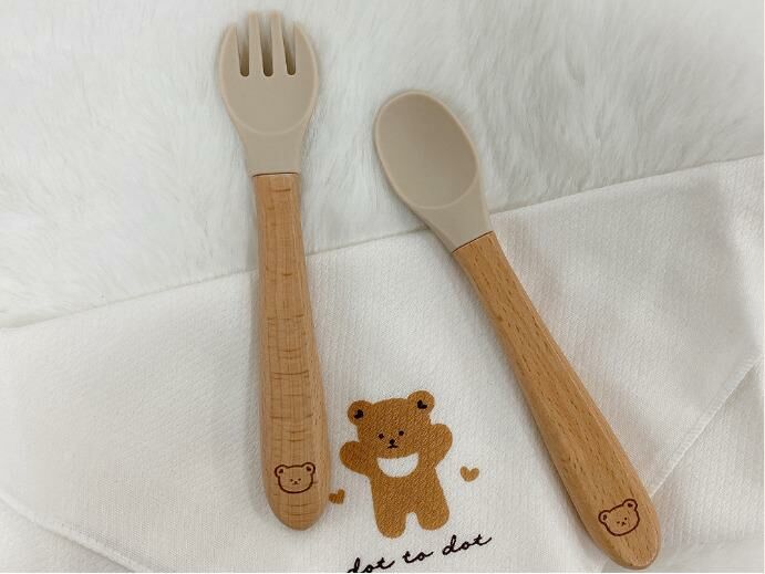 BABY自主進食系列-櫸木矽膠勺叉套裝