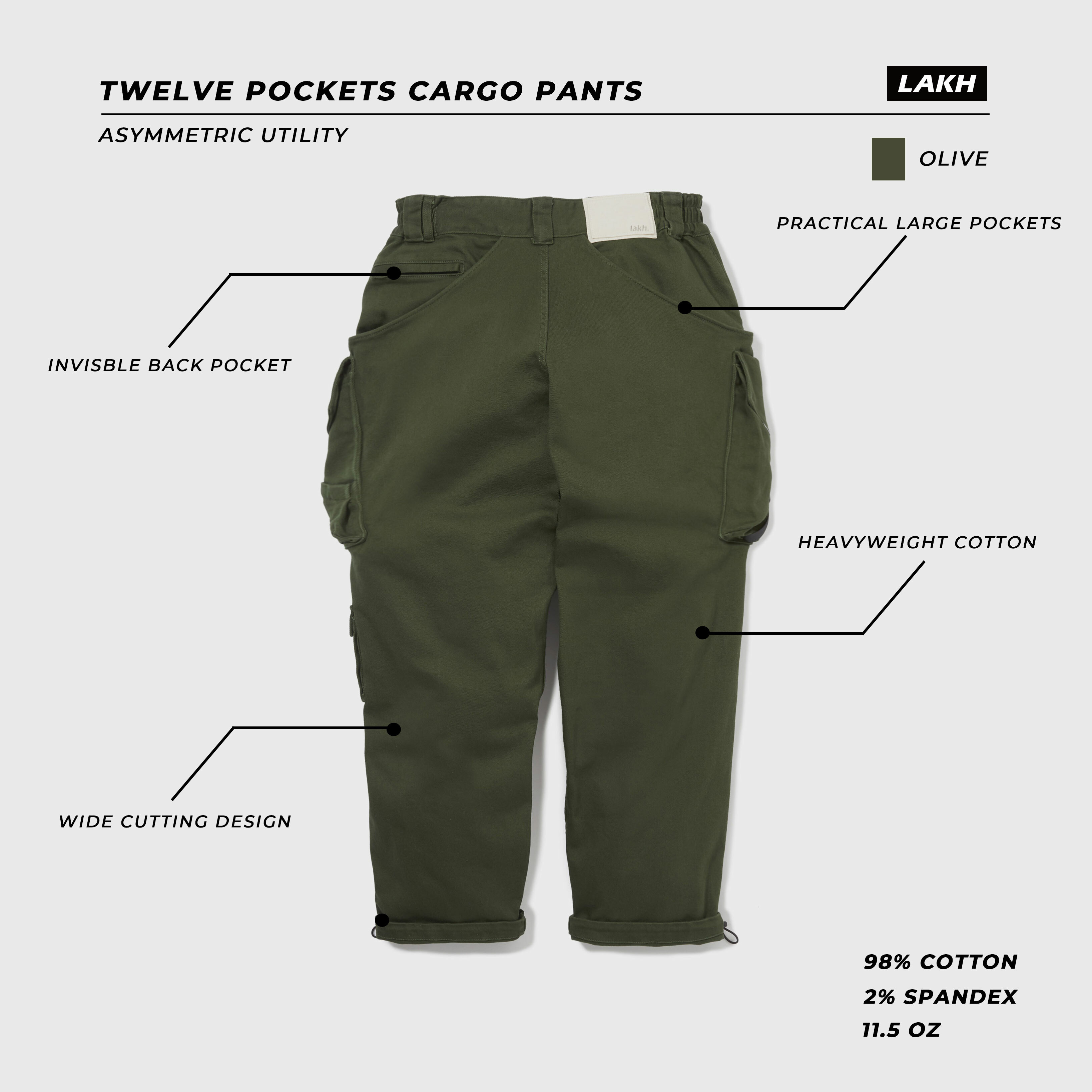 LAKH Supply Twelve Pockets Cargo Pants