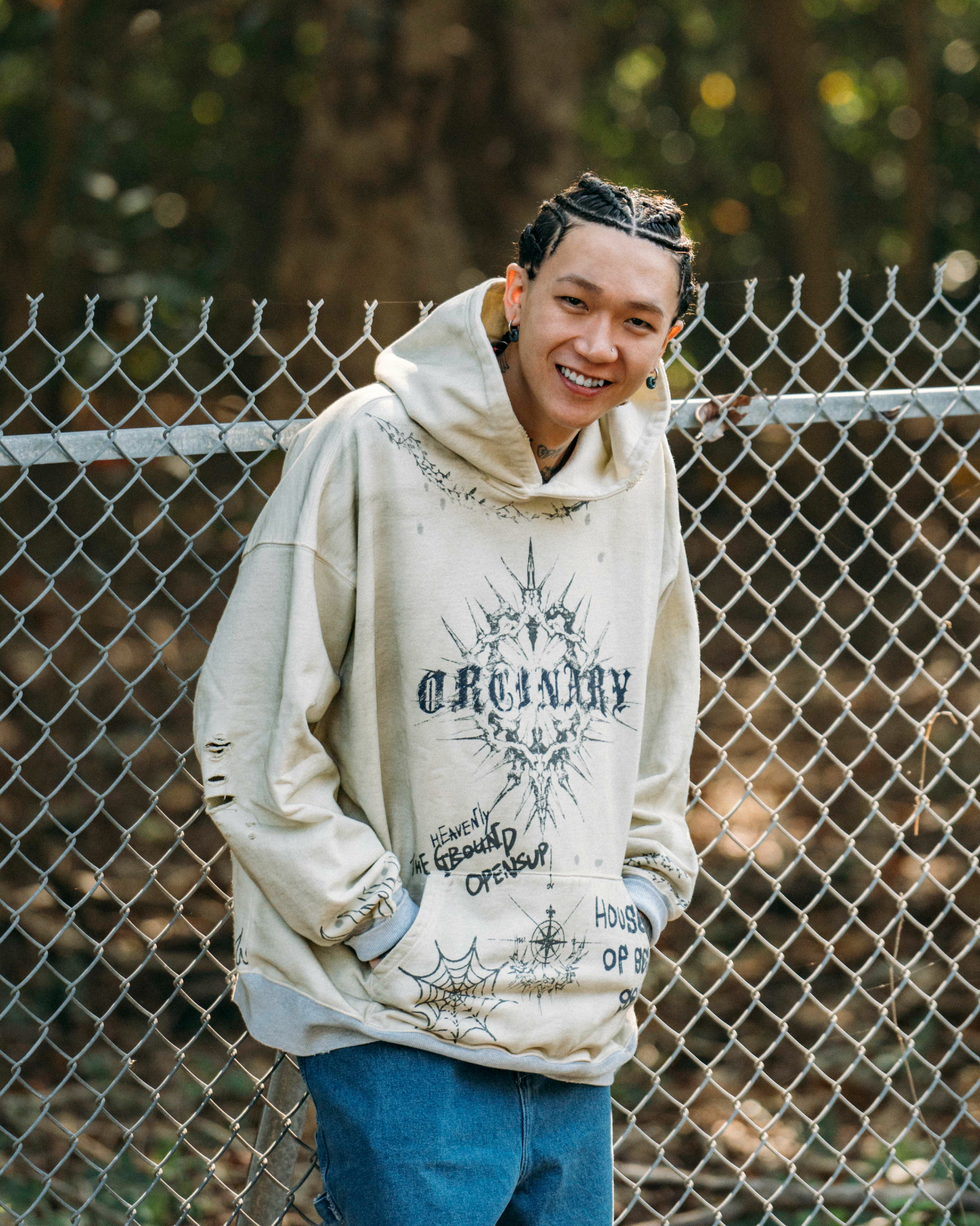 Ordinary油墨潑漆舊化鯨魚帽tee