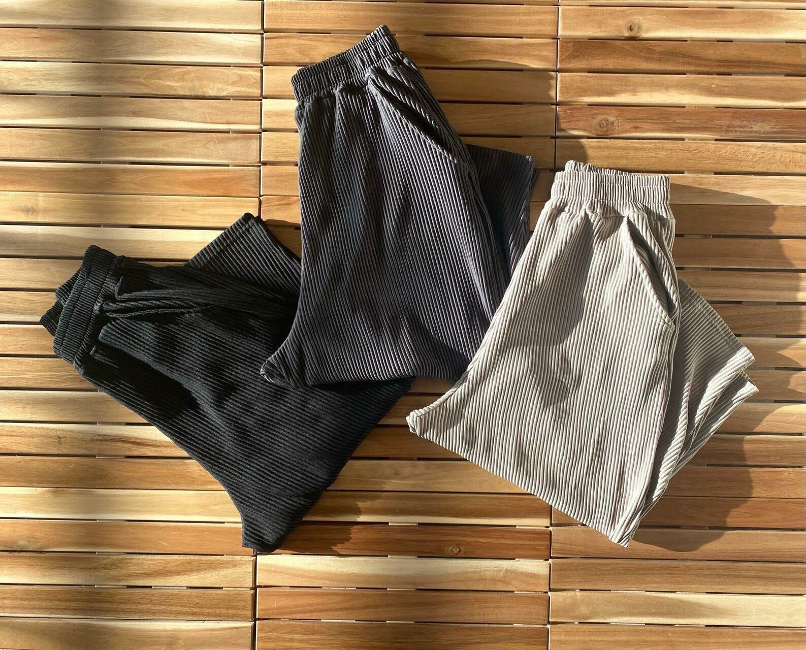 淨色暗直紋鬆身褲 PEACOCK-058P