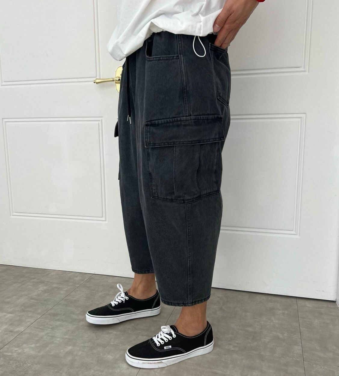 淨色工裝鬆身牛仔褲 PEACOCK-065J