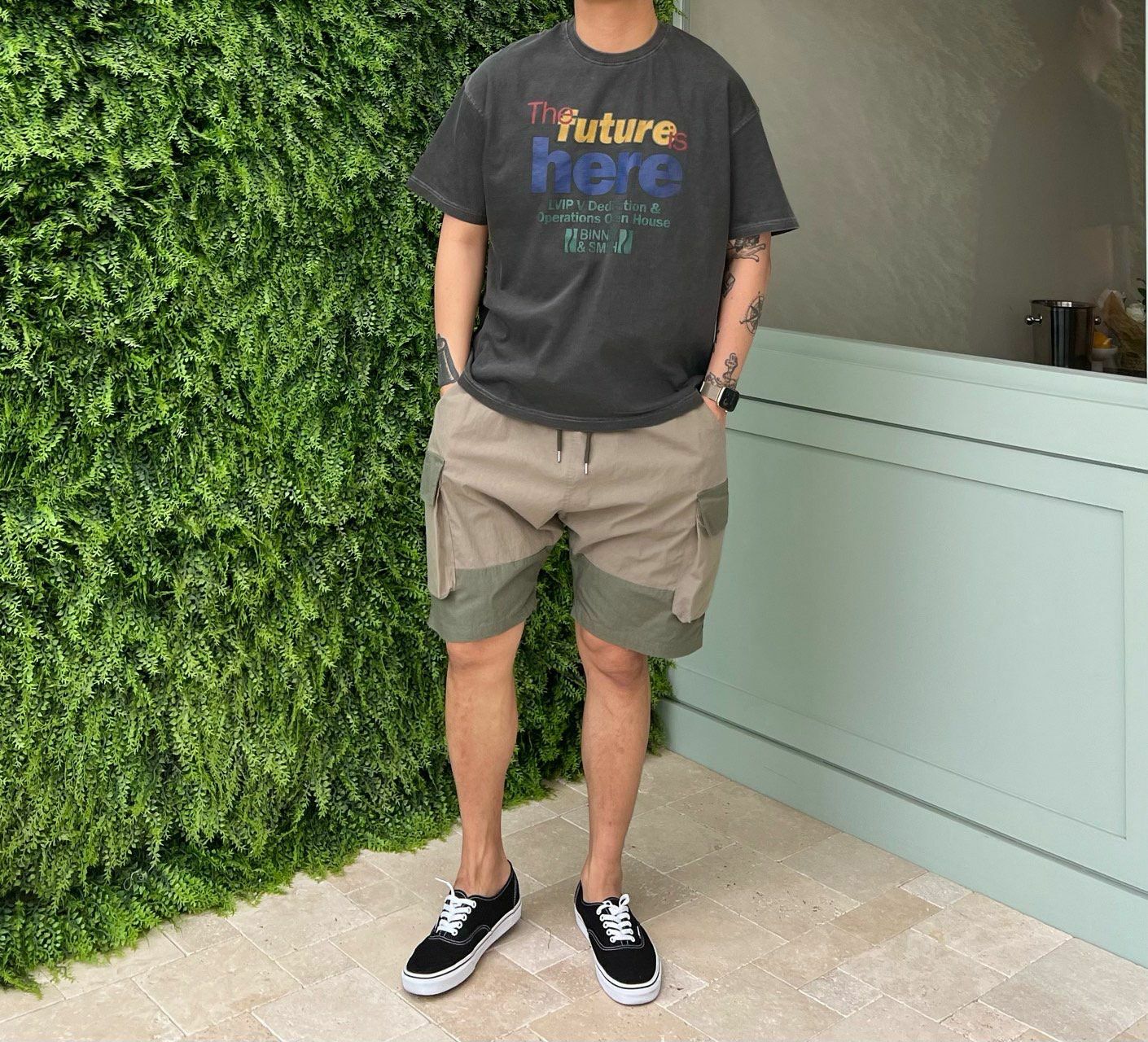 拼色工裝短褲 PEACOCK-070P