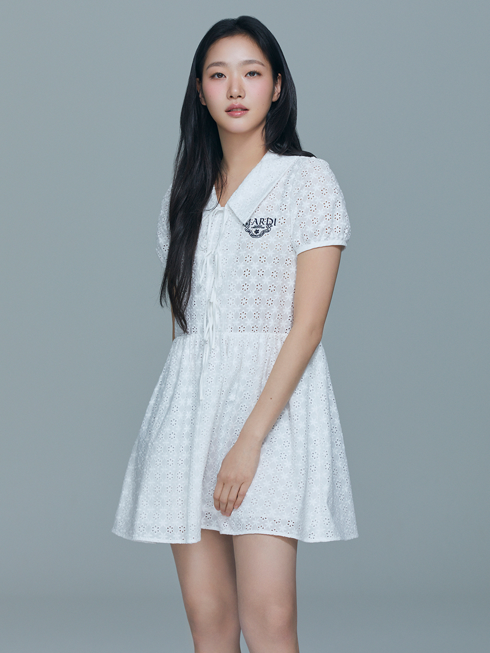 ●Mardi Mercredi●RIBBON MINI DRESS EYELET_White + 贈り物 Mardi Mercredi RIBBON MINI DRESS EYELET_WHITE