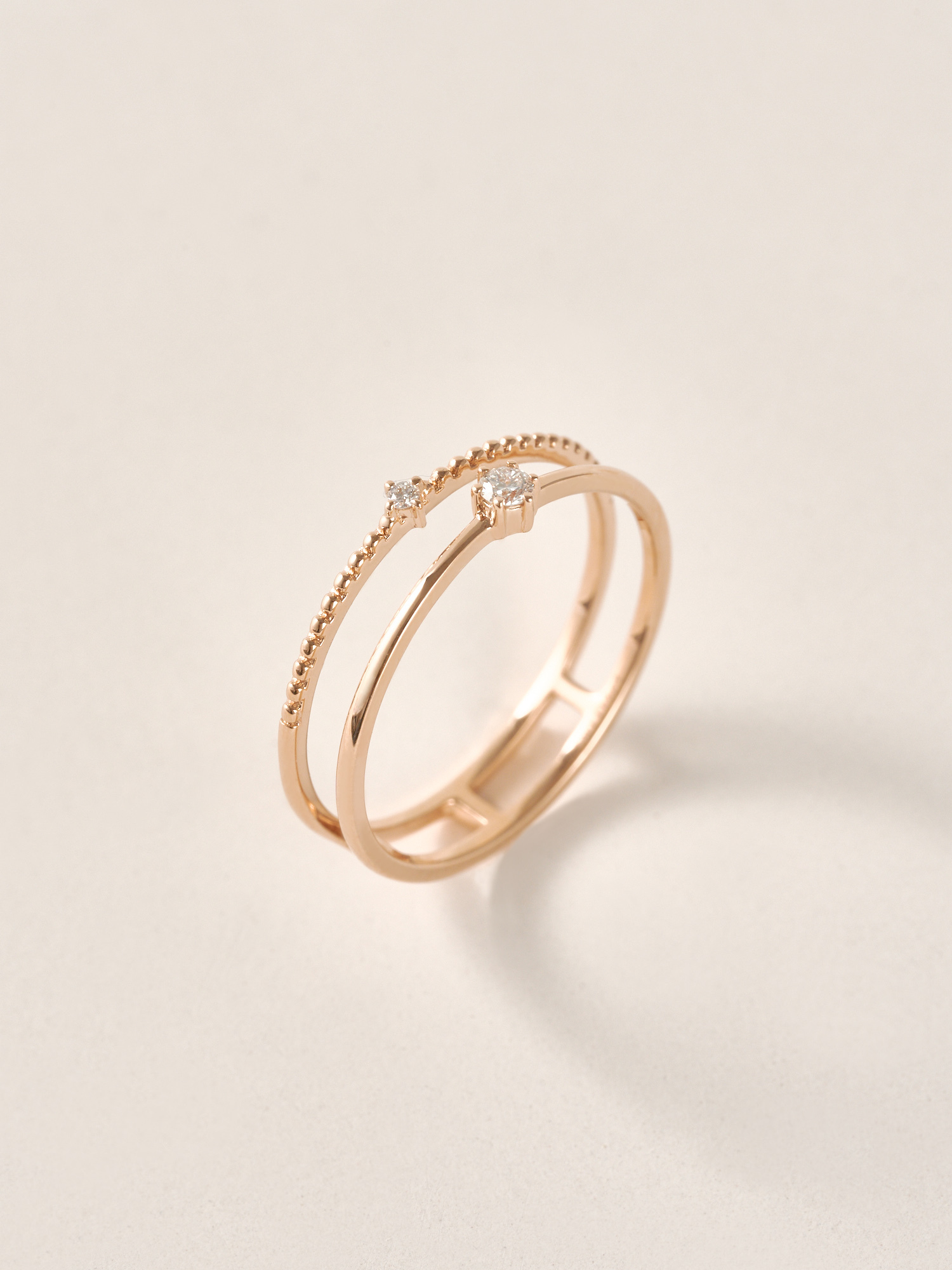 ETHEREAL 18K鑽石雙環戒指