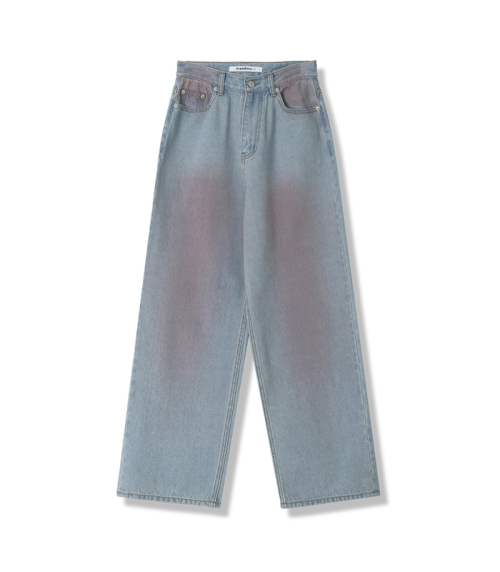 AVANDRESS POP PINK BRUSH DENIM PANTS LIGHT BLUE