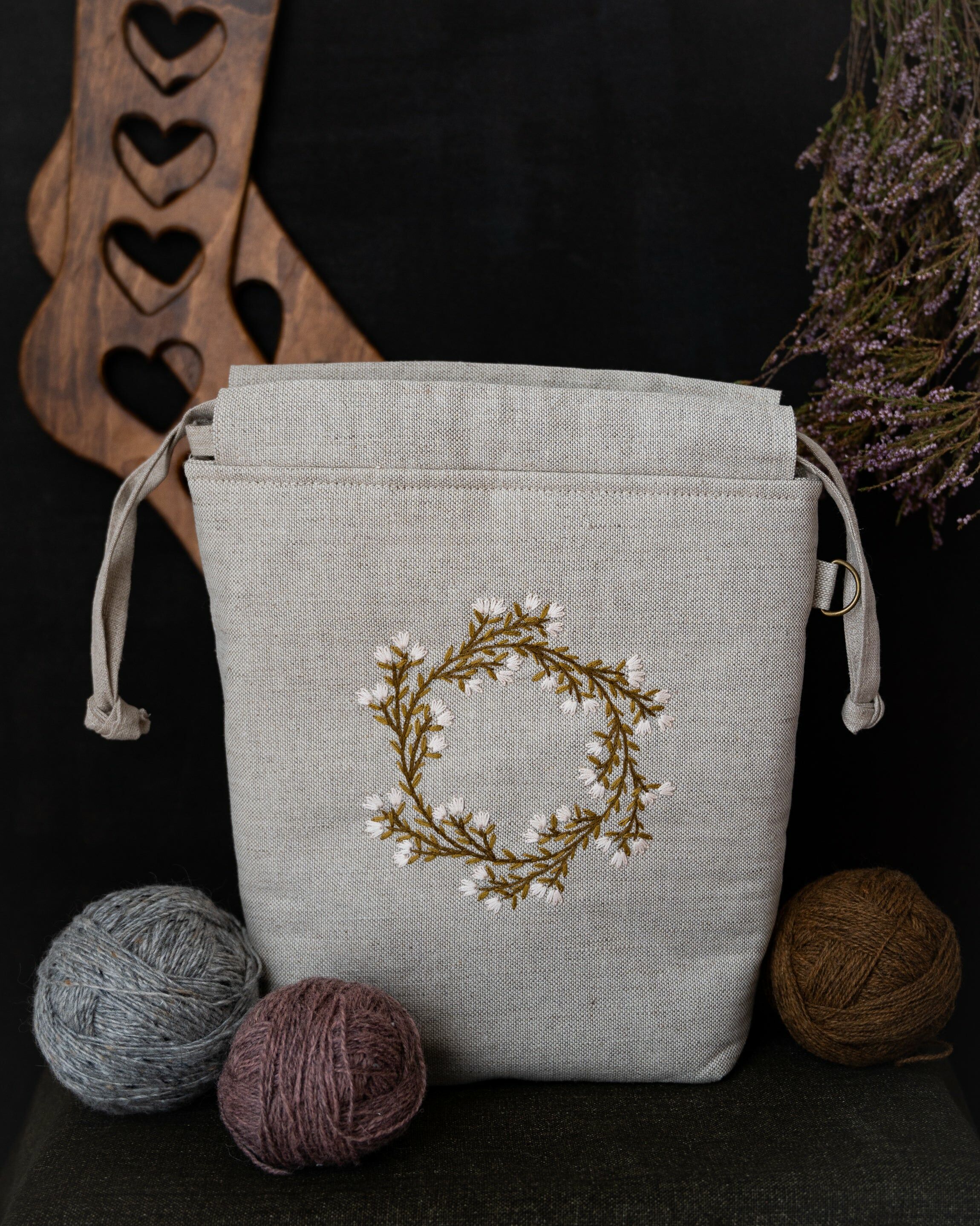 Spring Wreath 手工刺繡編織袋- Pajauta Makes
