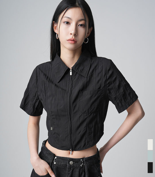 AVANDRESS Mini Femi Pleats Shirts Zip-up