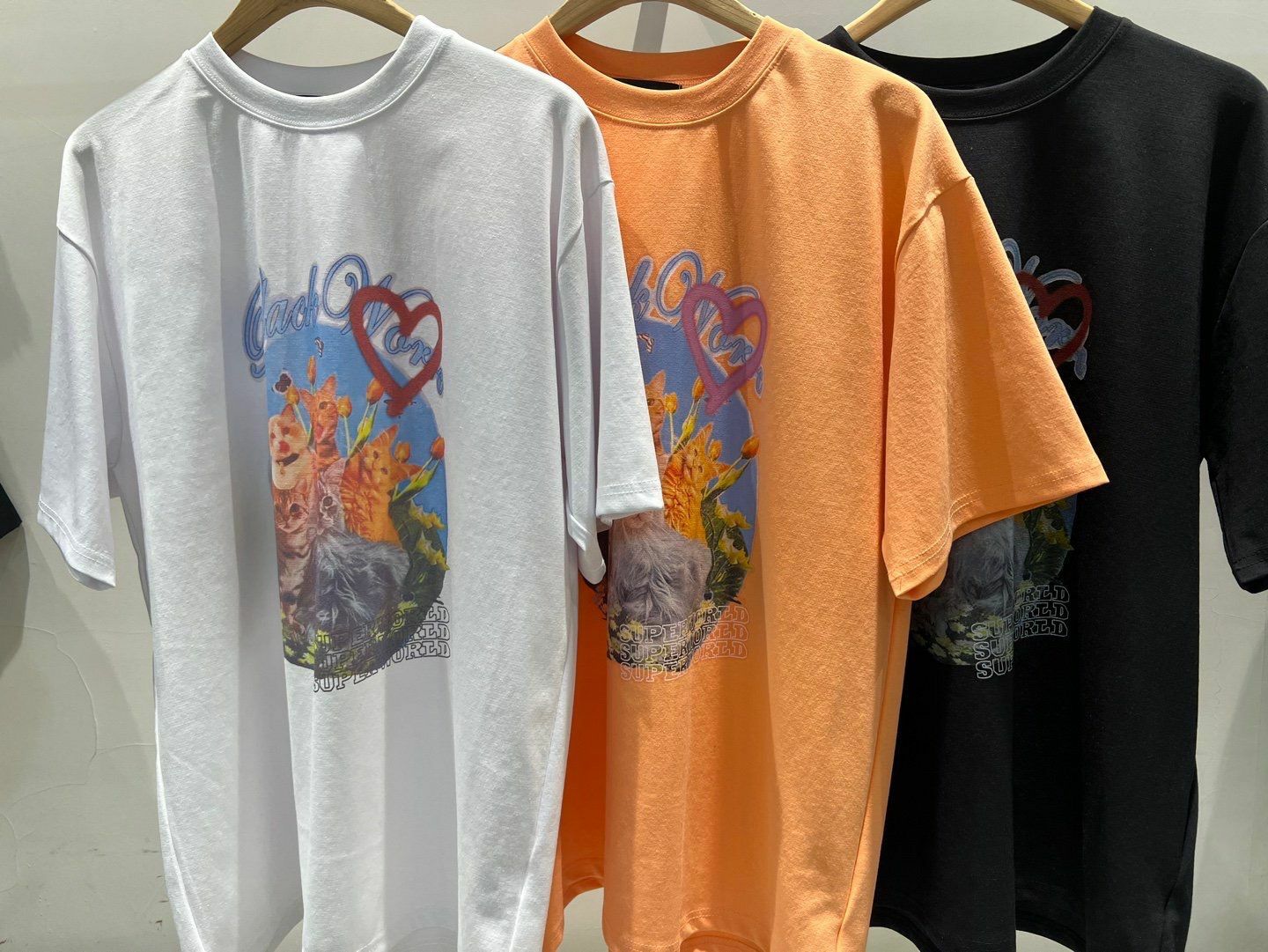 貓仔圖案英文字短袖Tee T5425