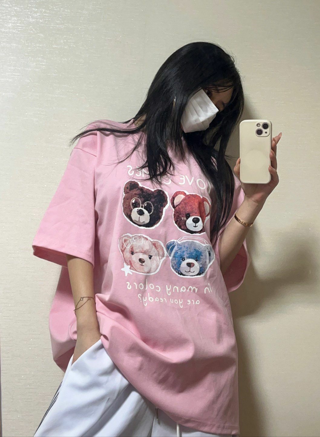 熊仔圖案英文字短袖Tee T5426