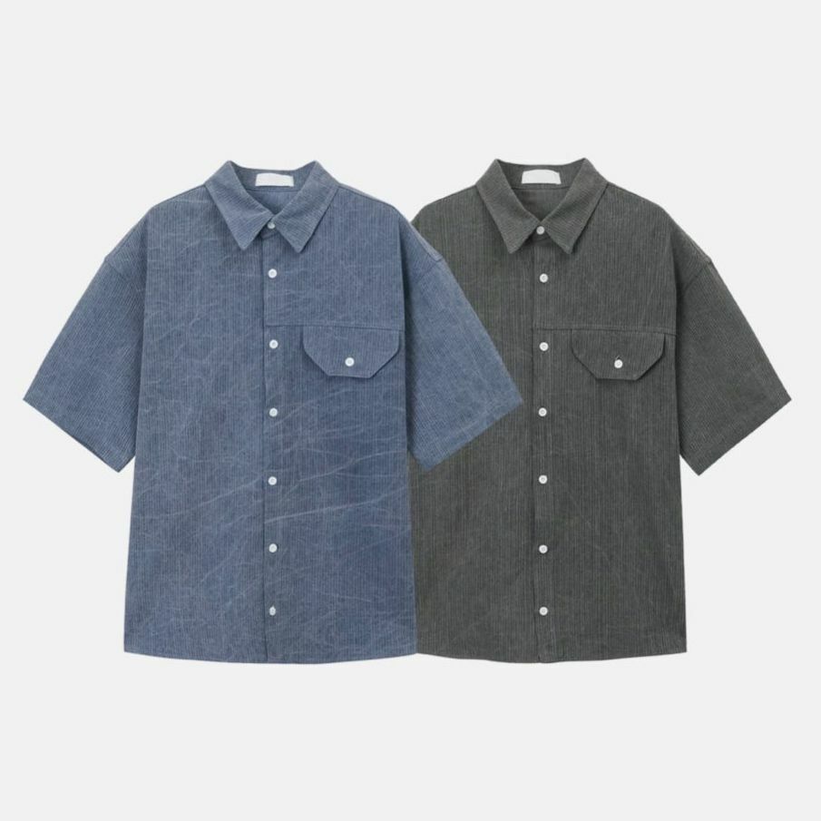 淨色暗紋短袖恤衫 S2213