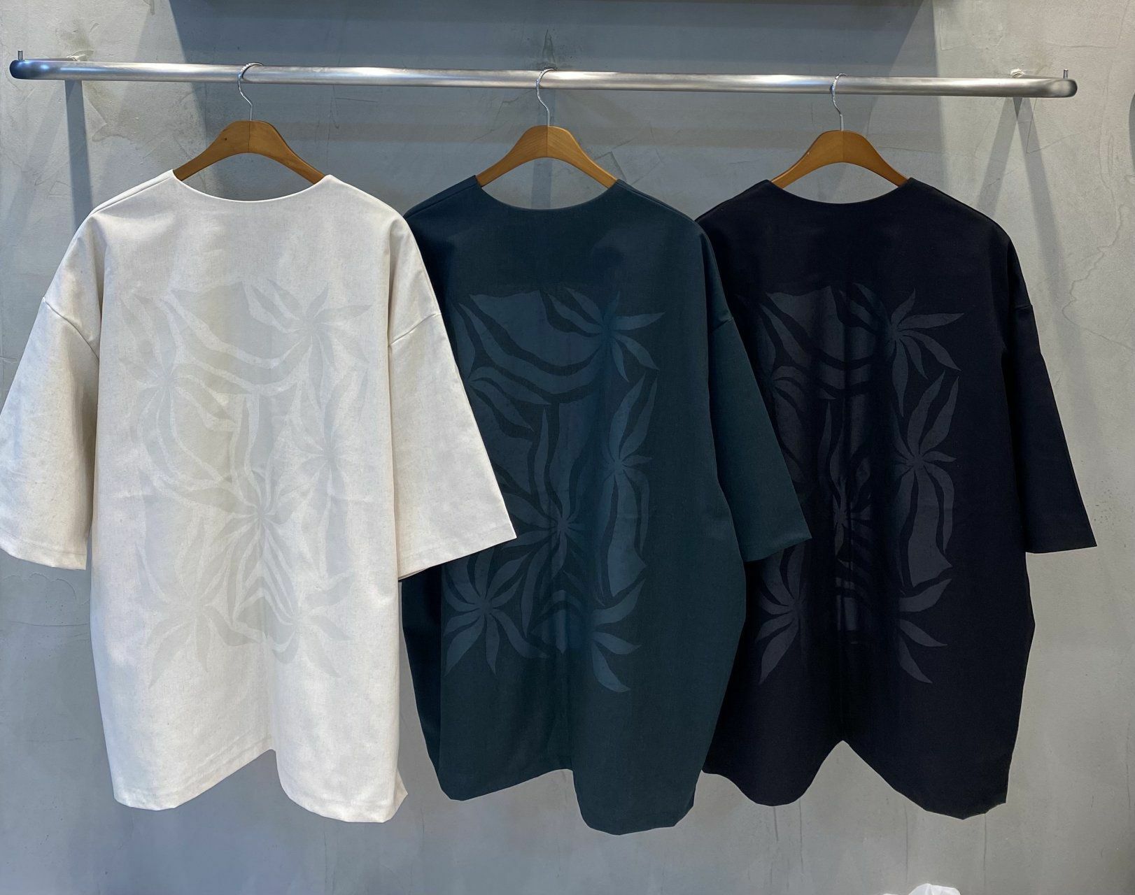 花紋圖案短袖開胸外套 UNSTANDARD-079JK