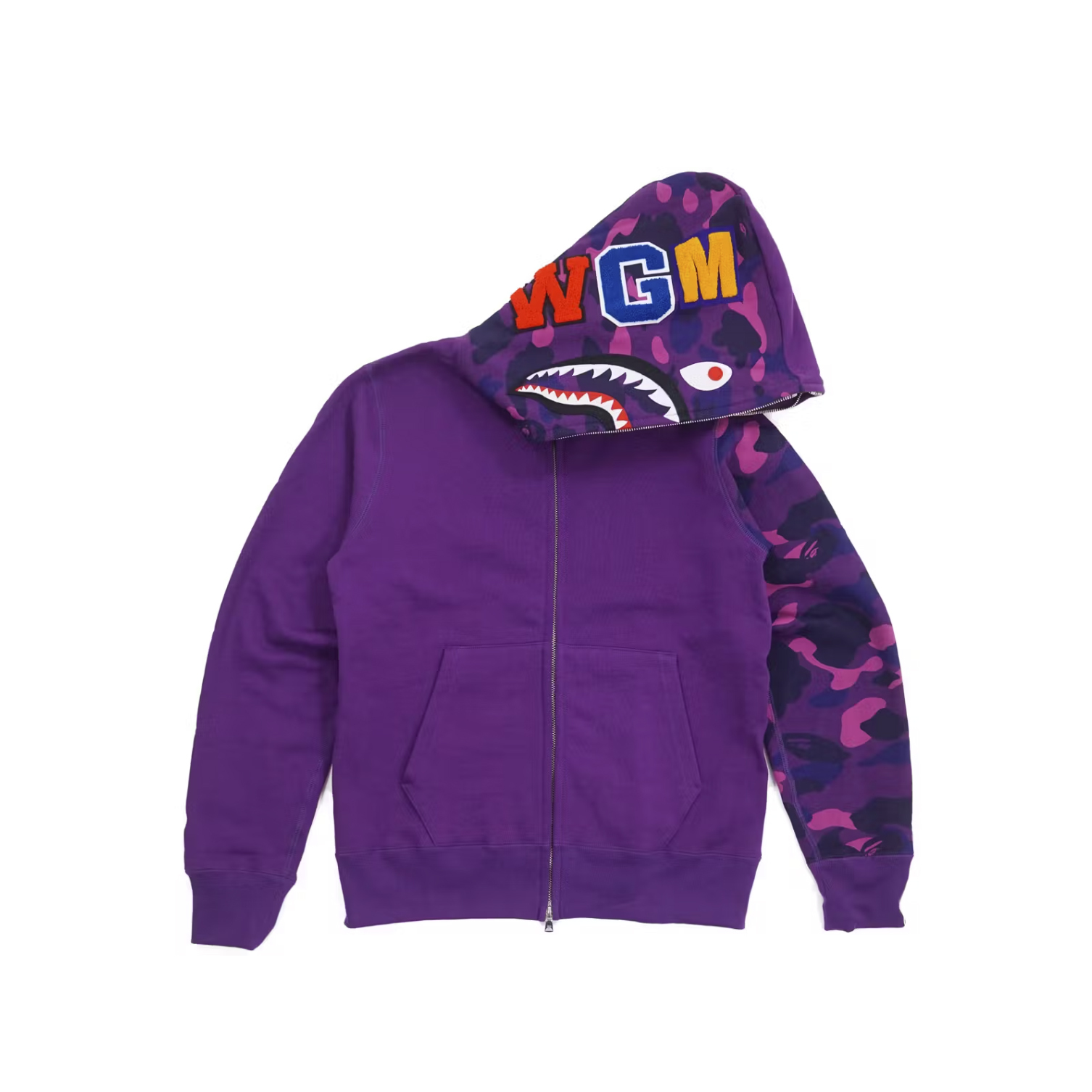 A BATHING APE BAPE SLEEVE CAMO SHARK JACKET 袖套迷彩 鯊魚外套 紫迷彩 男款
