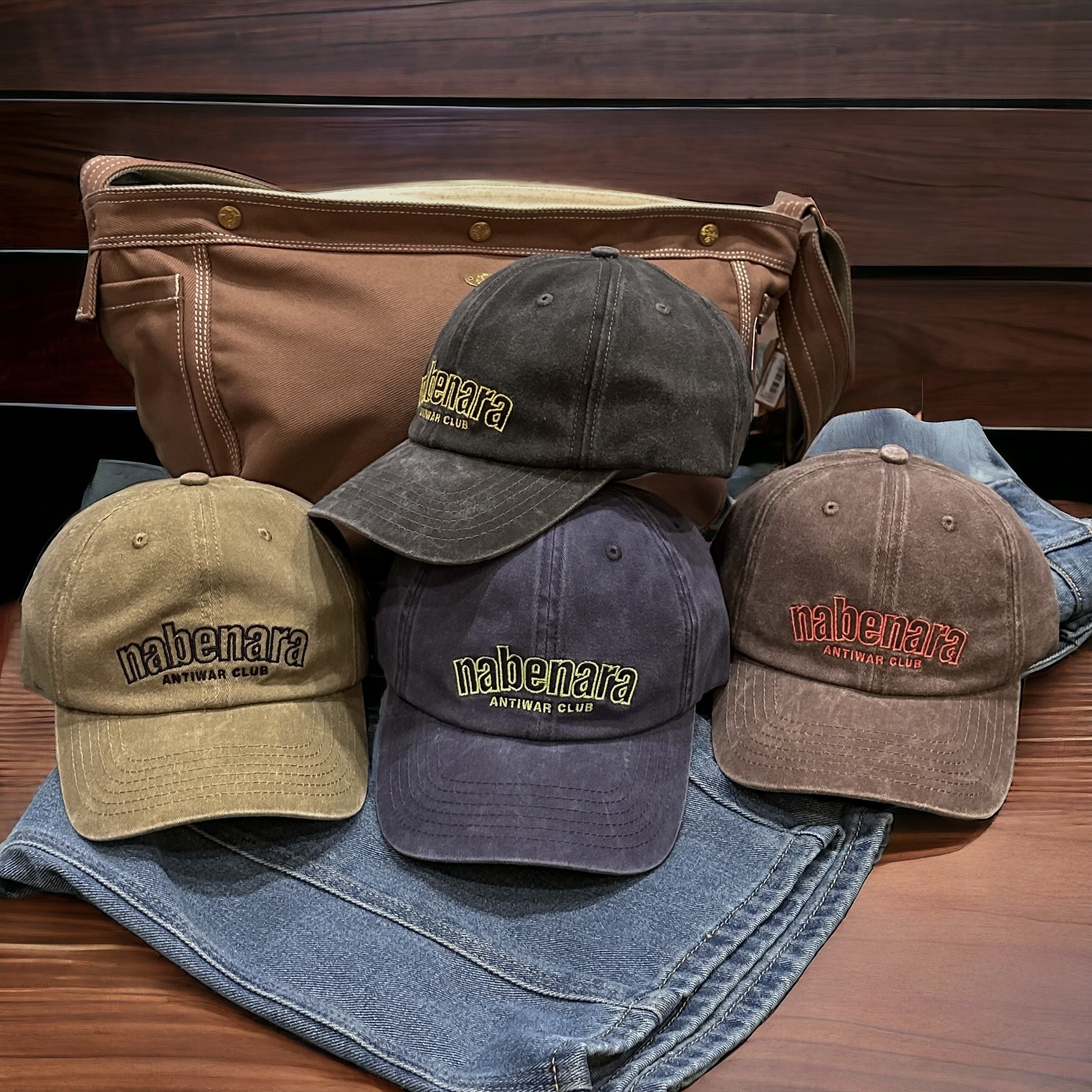 字母刺繡磨毛老帽