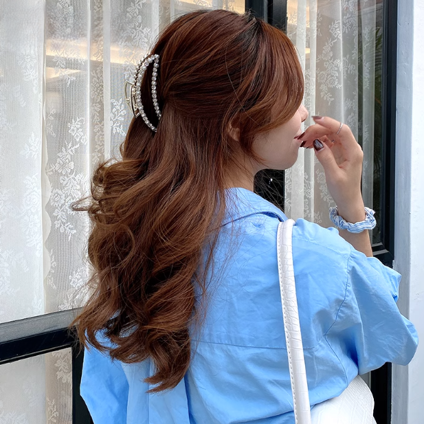 Minimalist Half-circle Pearl Rhinestone Large Hair Claw