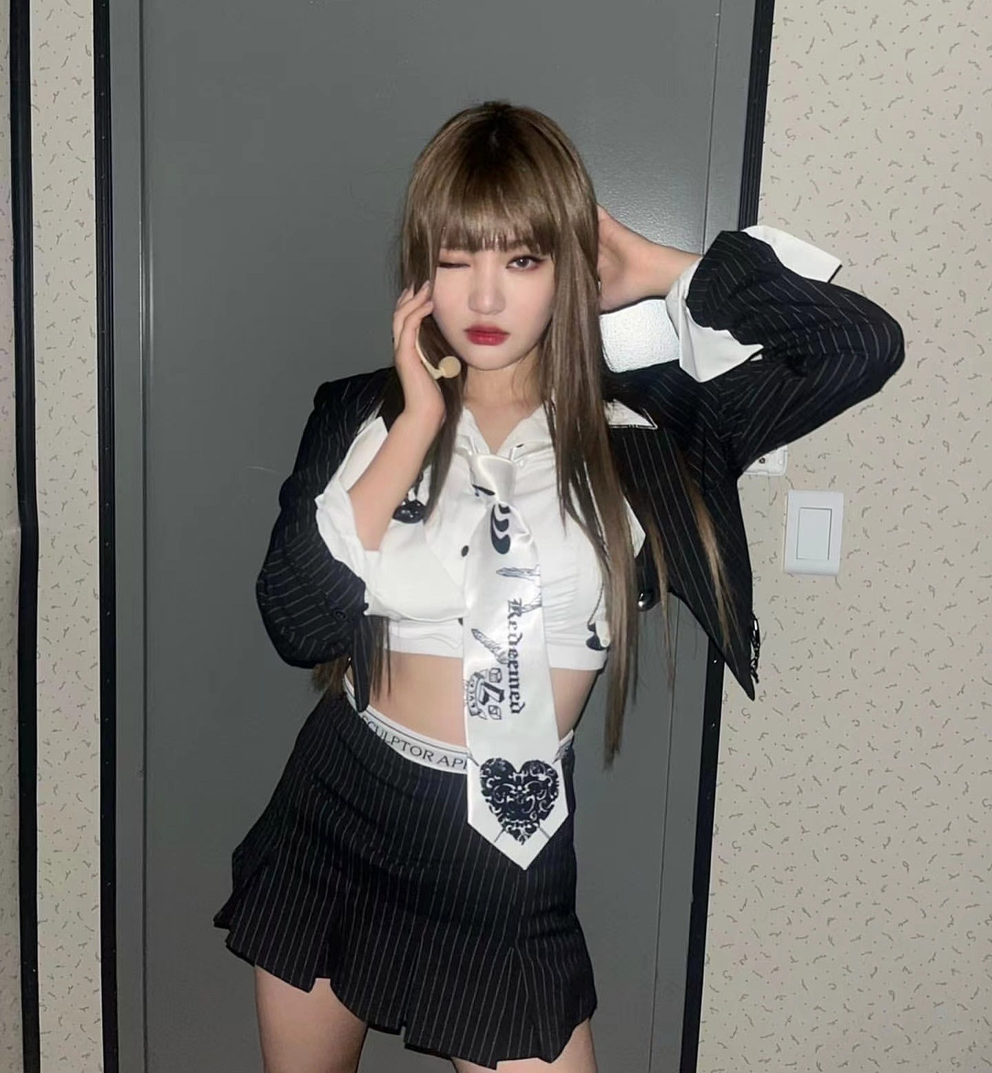 (現貨) SCULPTOR - Peekaboo Lowrise Skort Black Pin Stripe [NIGNING同款]