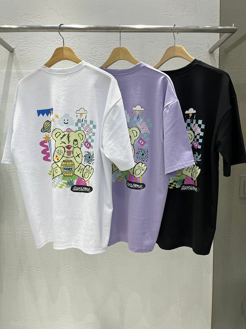 熊仔圖案英文字短袖Tee 10.GVTY-0122T