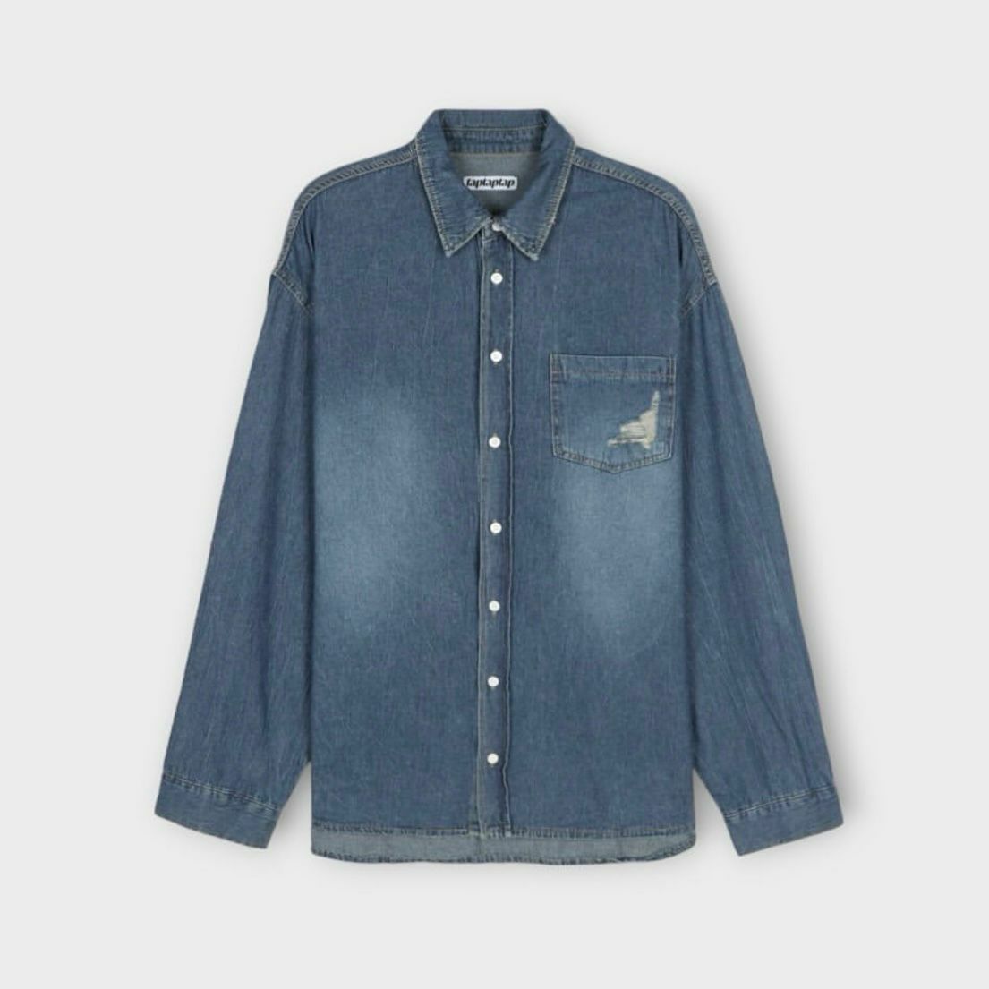 洗水破洞牛仔長袖恤衫 taptaptap-023S