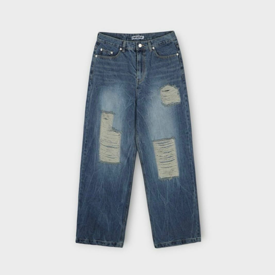 洗水破洞鬆身牛仔褲 taptaptap-024J