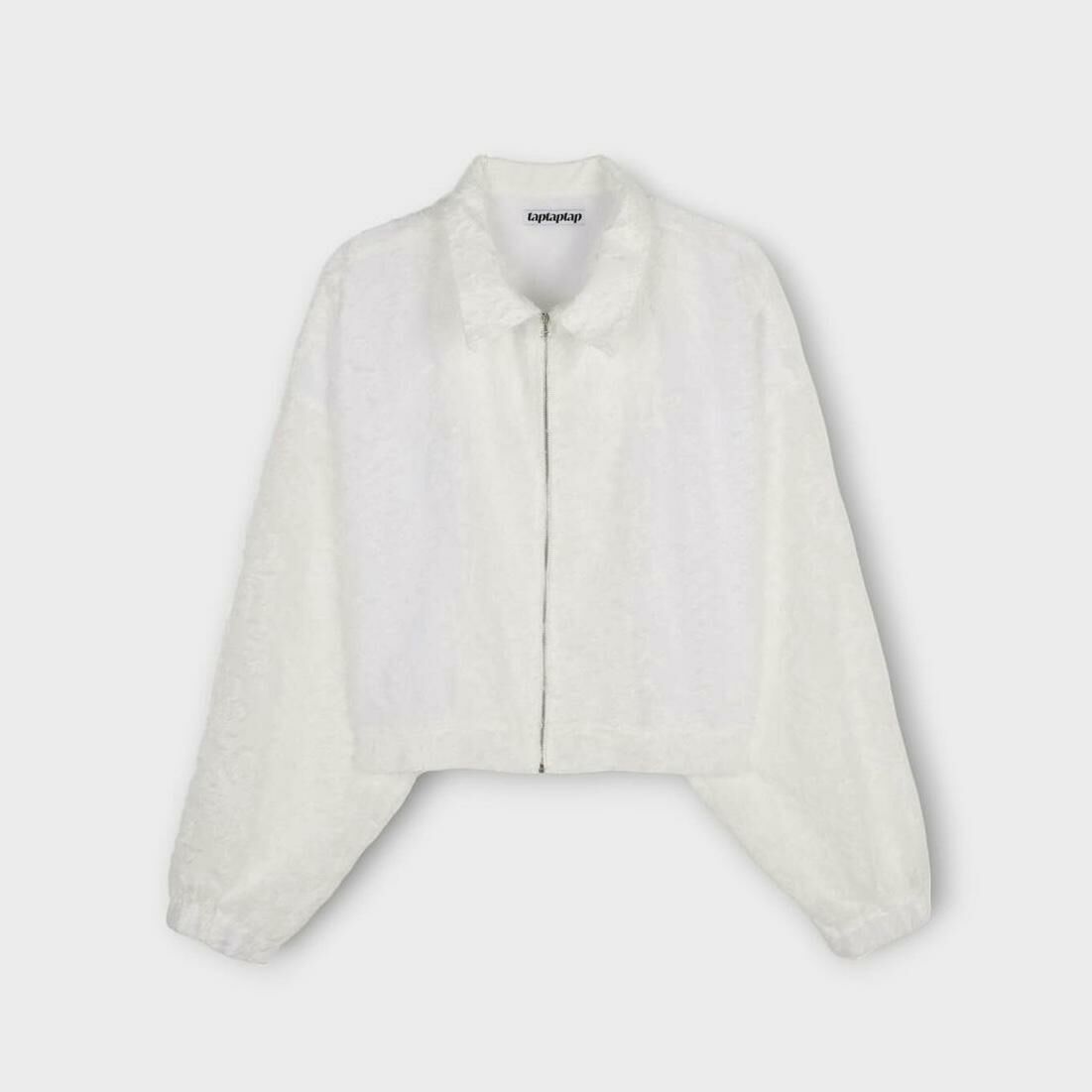 淨色反領碎線花紋拉鍊外套 taptaptap-025JK