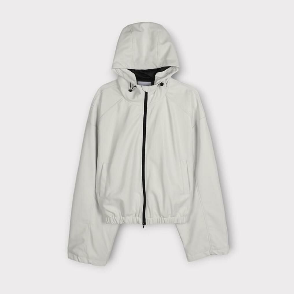 淨色連帽合成皮拉鍊外套 taptaptap-029JK