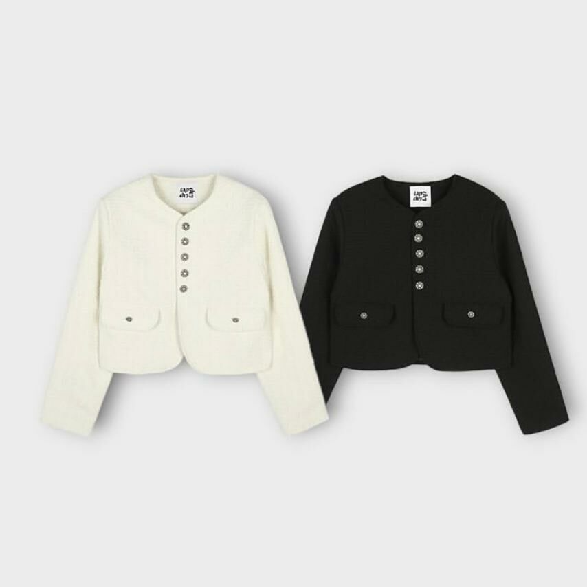 淨色暗紋開胸短身外套 taptaptap-034JK