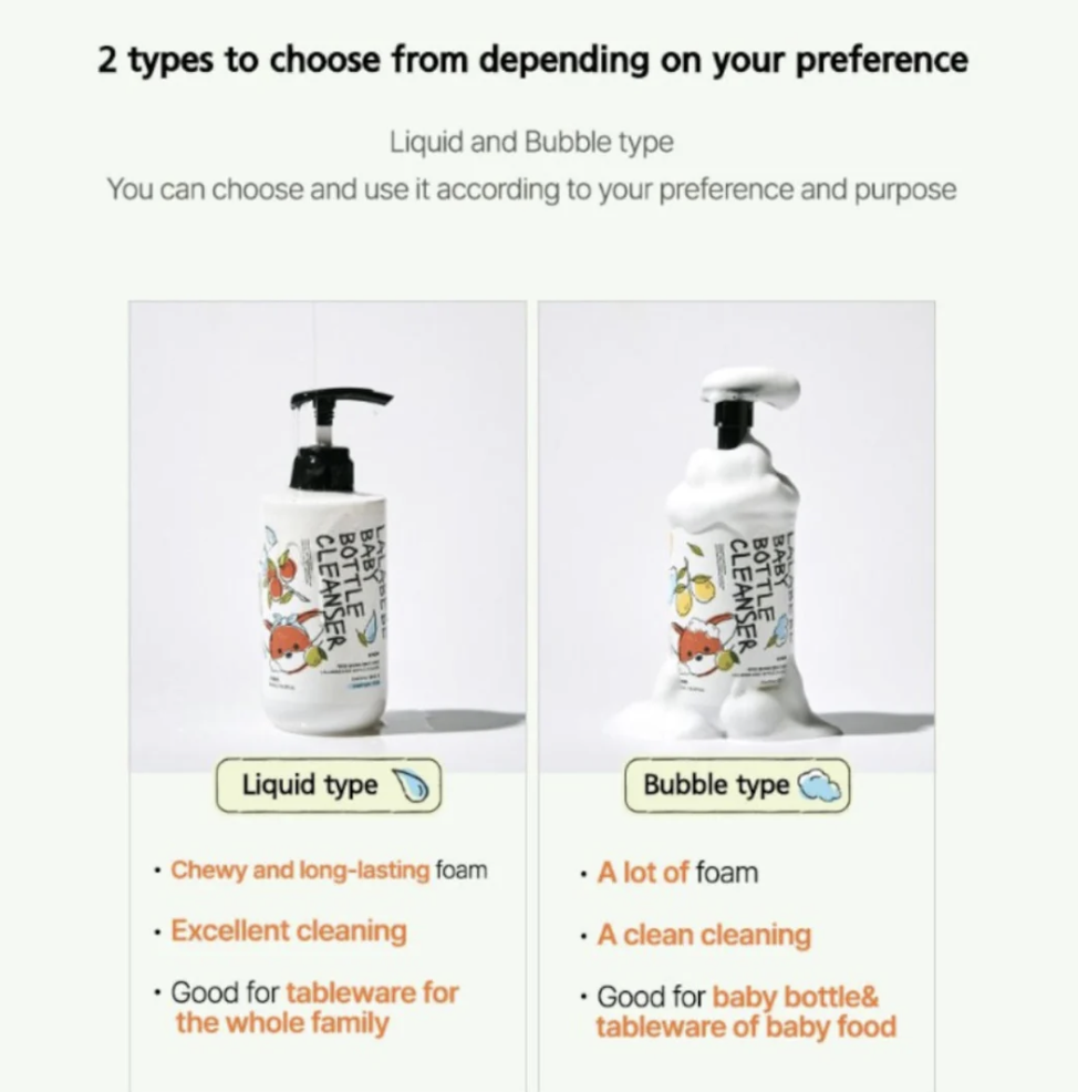韓國 K-Mom 嬰兒奶瓶蔬果Bubble Type泡泡清潔液補充裝400ml
