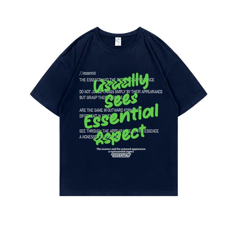 Loose short-sleeved T-shirt (S-4XL navy blue) [Please contact customer service to confirm the shipping size after placing an order] 