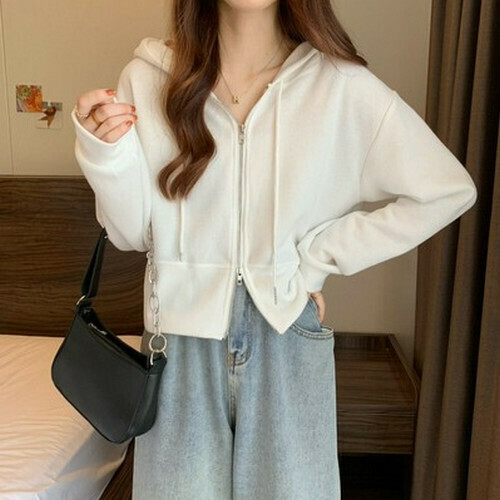 Hot Selling Zipper Hooded Cardigan [White] [One Size Fits All]