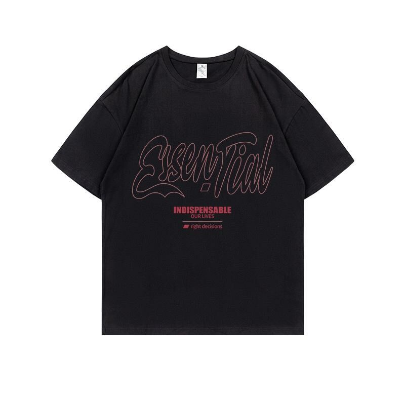 Loose short-sleeved T-shirt (S-4XL black 220g cotton) [Please contact customer service to confirm the shipping size after placing an order] 