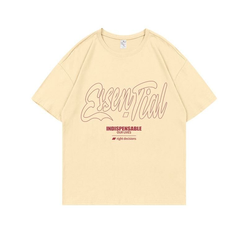 Loose short-sleeved T-shirt (S-4XL apricot 220g cotton) [Please contact customer service to confirm the shipping size after placing an order] 