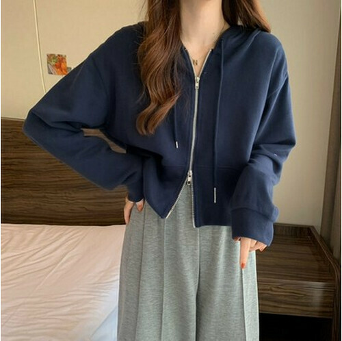 Hot Selling Zipper Hooded Cardigan [Azure Blue] [One Size Fits All]