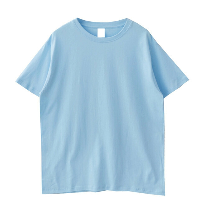 Hot selling versatile round neck T-shirt [Lake Blue] [M size]