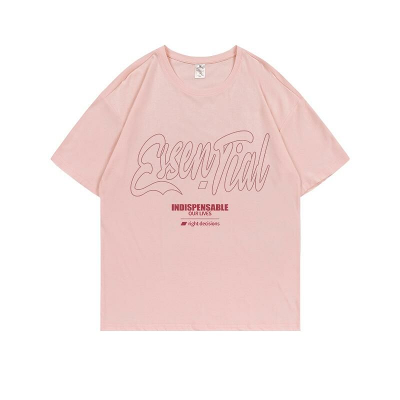 Loose short-sleeved T-shirt (S-4XL light pink 220g cotton) [Please contact customer service to confirm the shipping size after placing an order] 