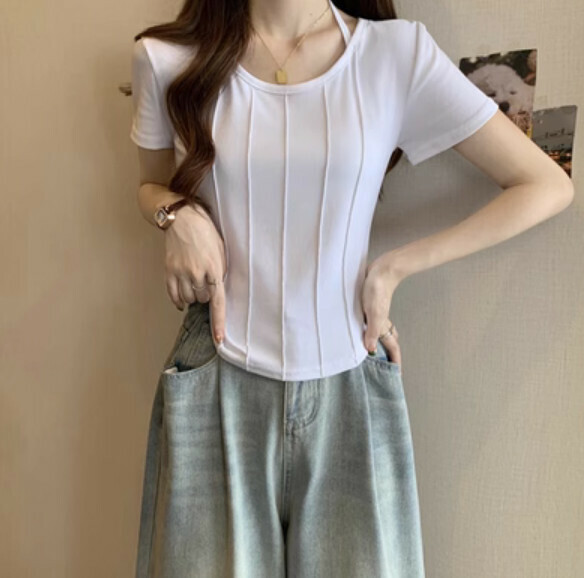 Summer irregular short-sleeved T-卹 (white) [Size: S-L] [Contact customer service to confirm the shipping size after placing an order]