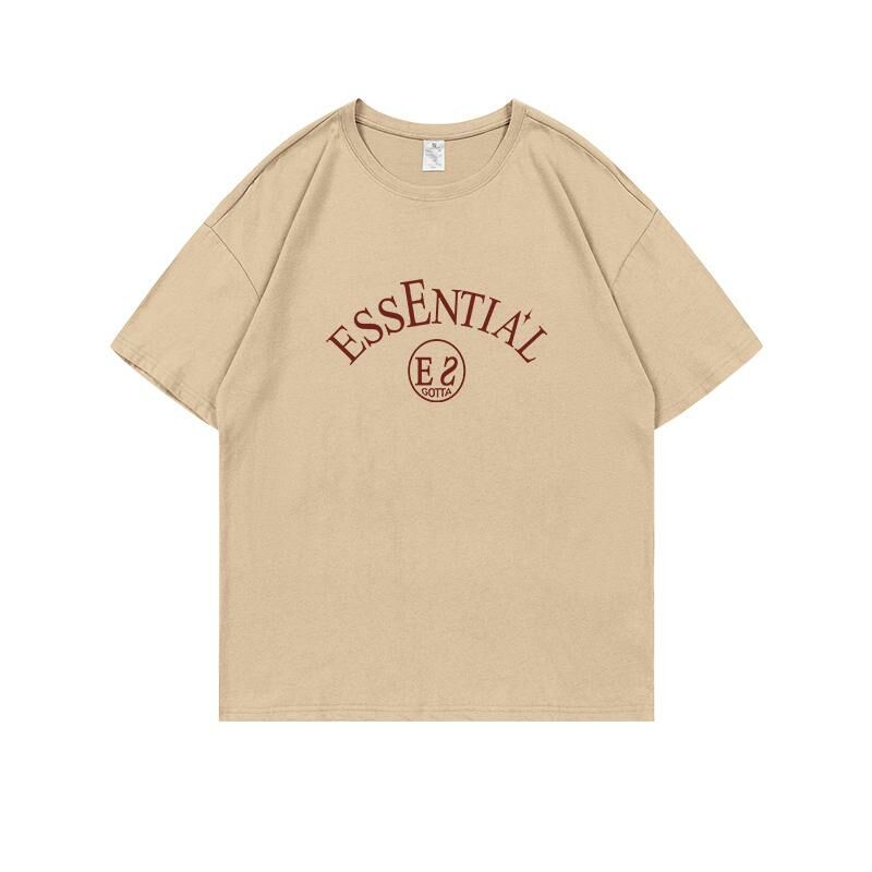 Loose short-sleeved T-shirt (S-4XL khaki 220g cotton) [After placing an order, please contact customer service to confirm the shipping size] 