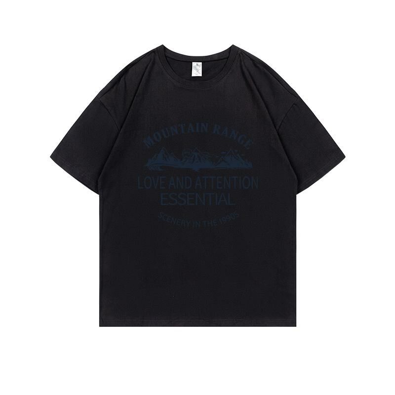 Loose short-sleeved T-shirt (S-4XL black 220g cotton) [Please contact customer service to confirm the shipping size after placing an order] 