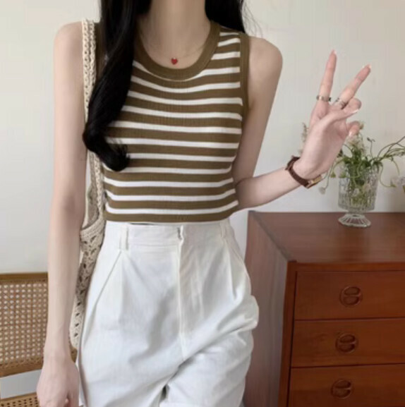 Summer Ice Silk Sleeveless Vest (Camel Color) [Size: S-XL] [Contact Customer Service to Confirm Shipping Size After Placing an Order]