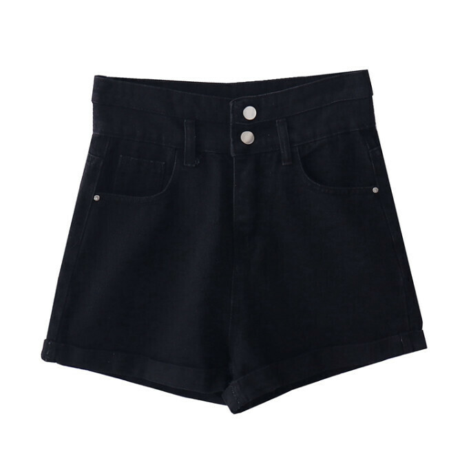 Hot Selling High Waist Denim Shorts [Black] [Size/XL] (Please contact customer service to confirm the delivery size after placing the order)