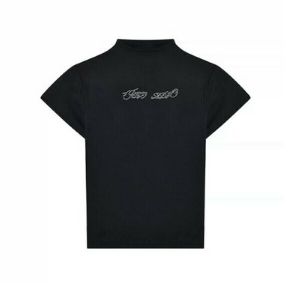 Summer hot diamond print short sleeve T (black) [one size]