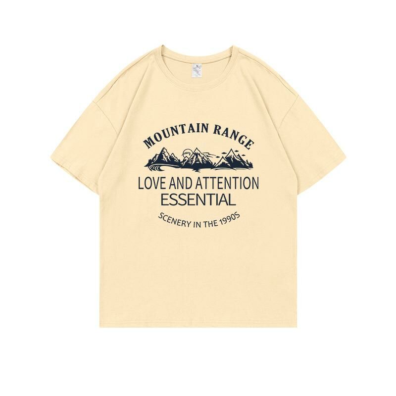 Loose short-sleeved T-shirt (S-4XL apricot 220g cotton) [Please contact customer service to confirm the shipping size after placing an order] 