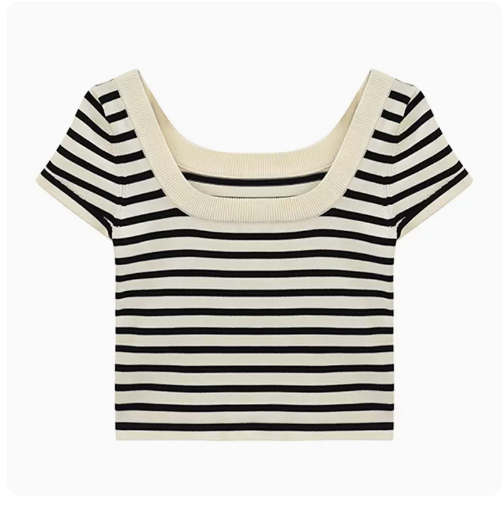 Short Sleeve T-Shirt (Apricot Stripes) (One Size)