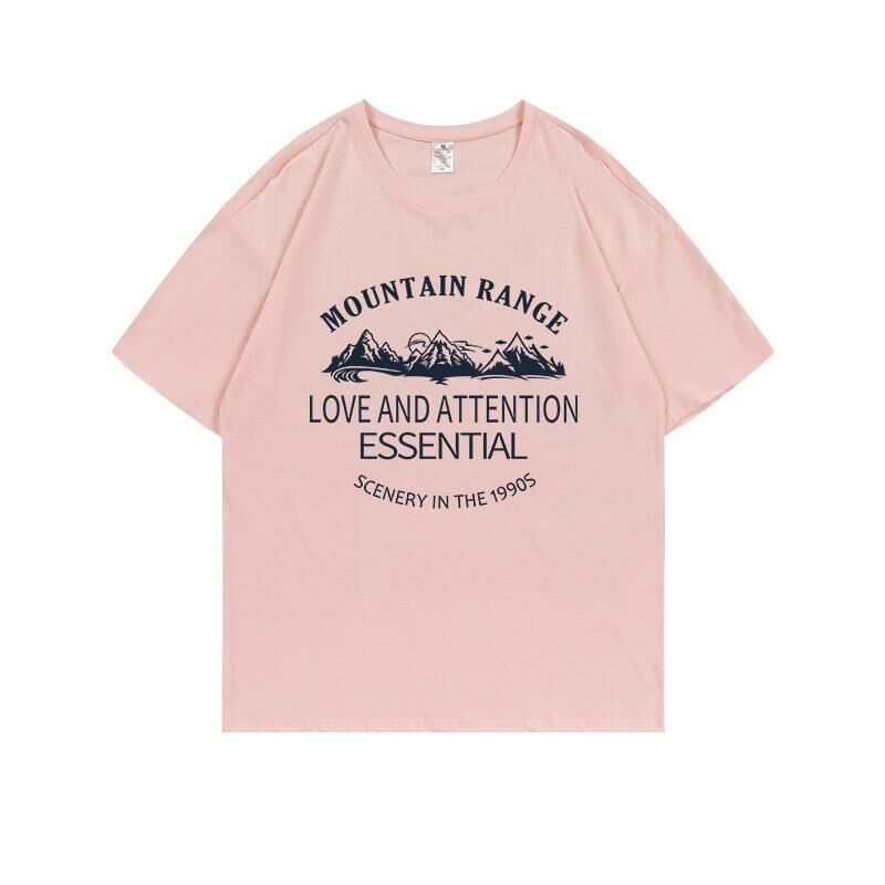Loose short-sleeved T-shirt (S-4XL light pink 220g cotton) [Please contact customer service to confirm the shipping size after placing an order] 