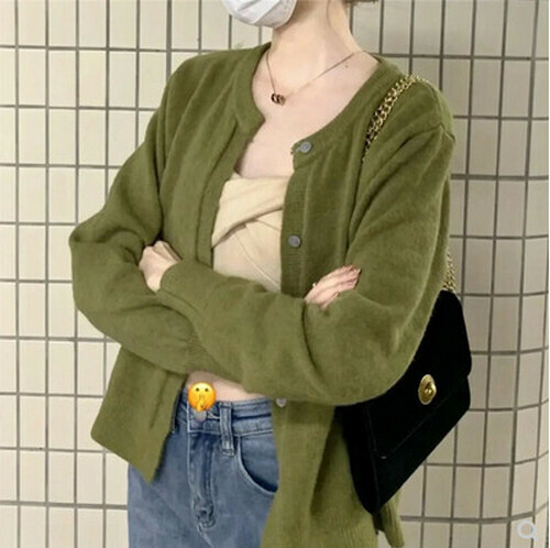 Hot selling knitted cardigan [green] [one size fits all]